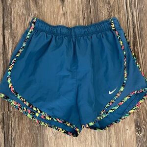 Nike Dri-FIT Blue Running Shorts Multicolor Trim Women’s Size Small